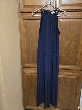 MICHAEL Michael Kors Navy Sleeveless Jumpsuit with Gold Chain Straps